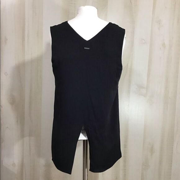 Halston Heritage Black Mesh Sleeveless V-Neck Tank Top New Size XS - Picture 4 of 7